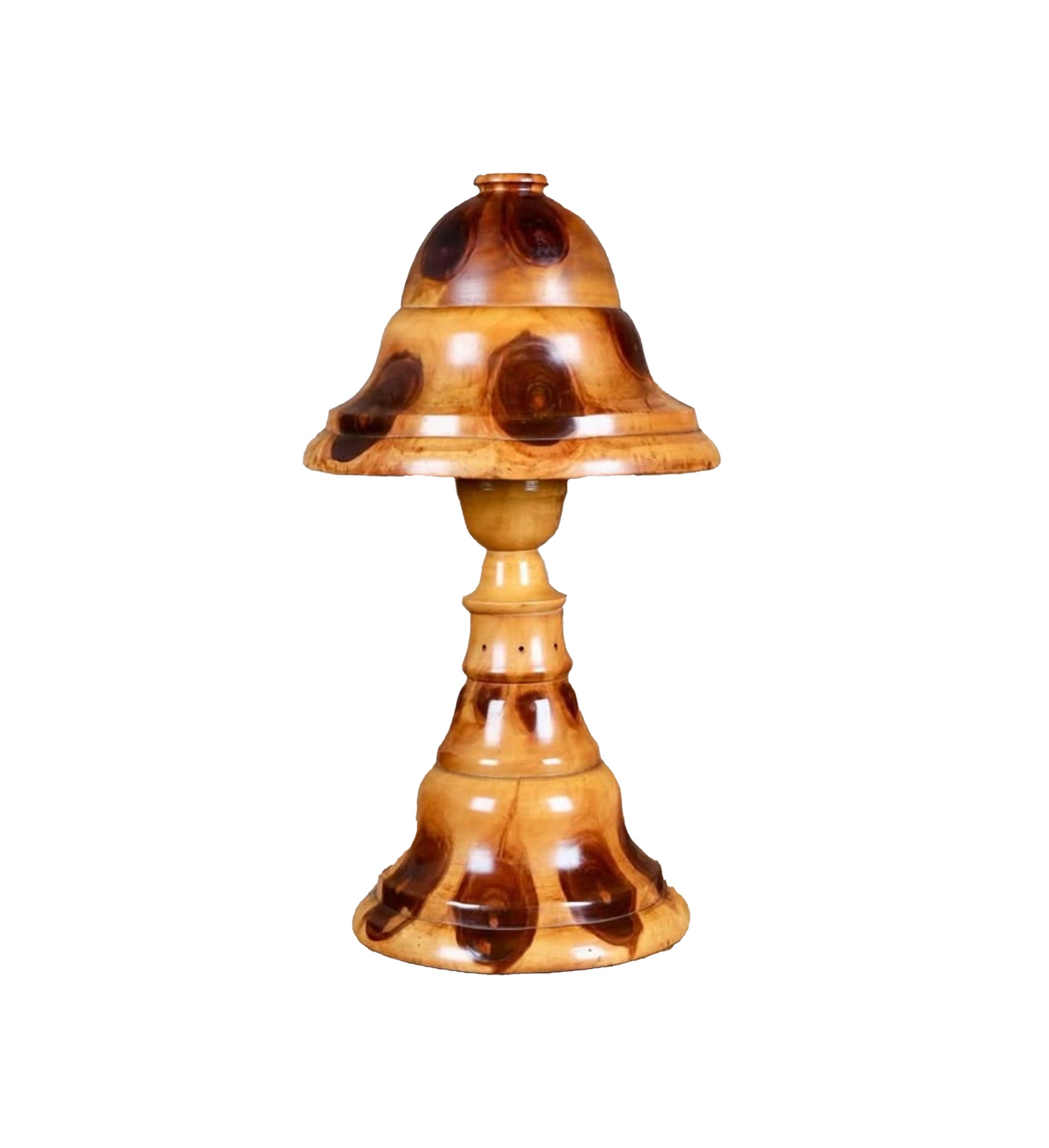 Antique Wooden Mushroom Lamp, Brazilian