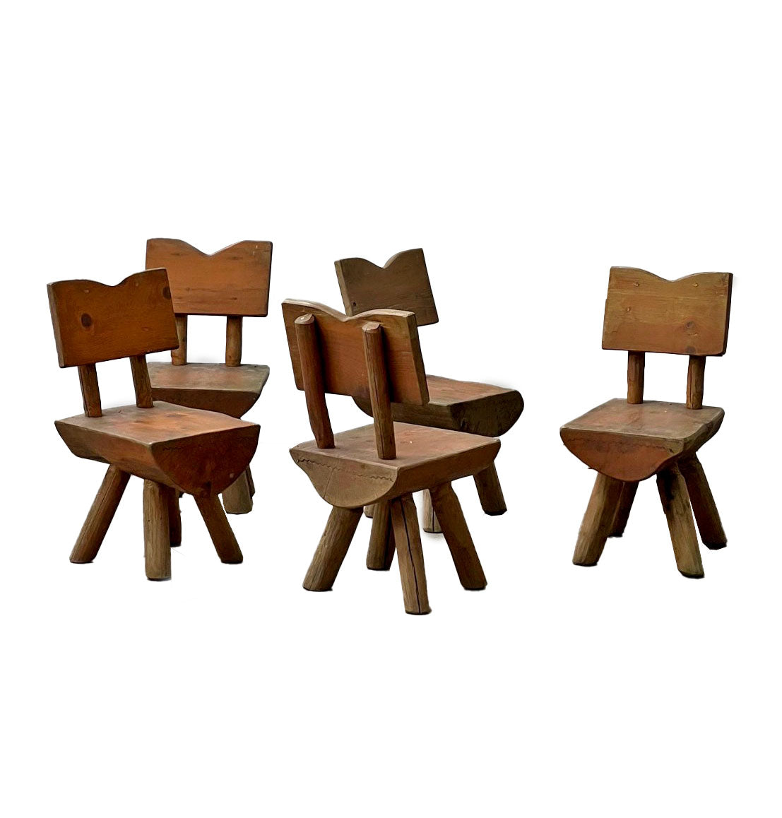 Brutalist Folk Chairs, Scandinavia 19th C