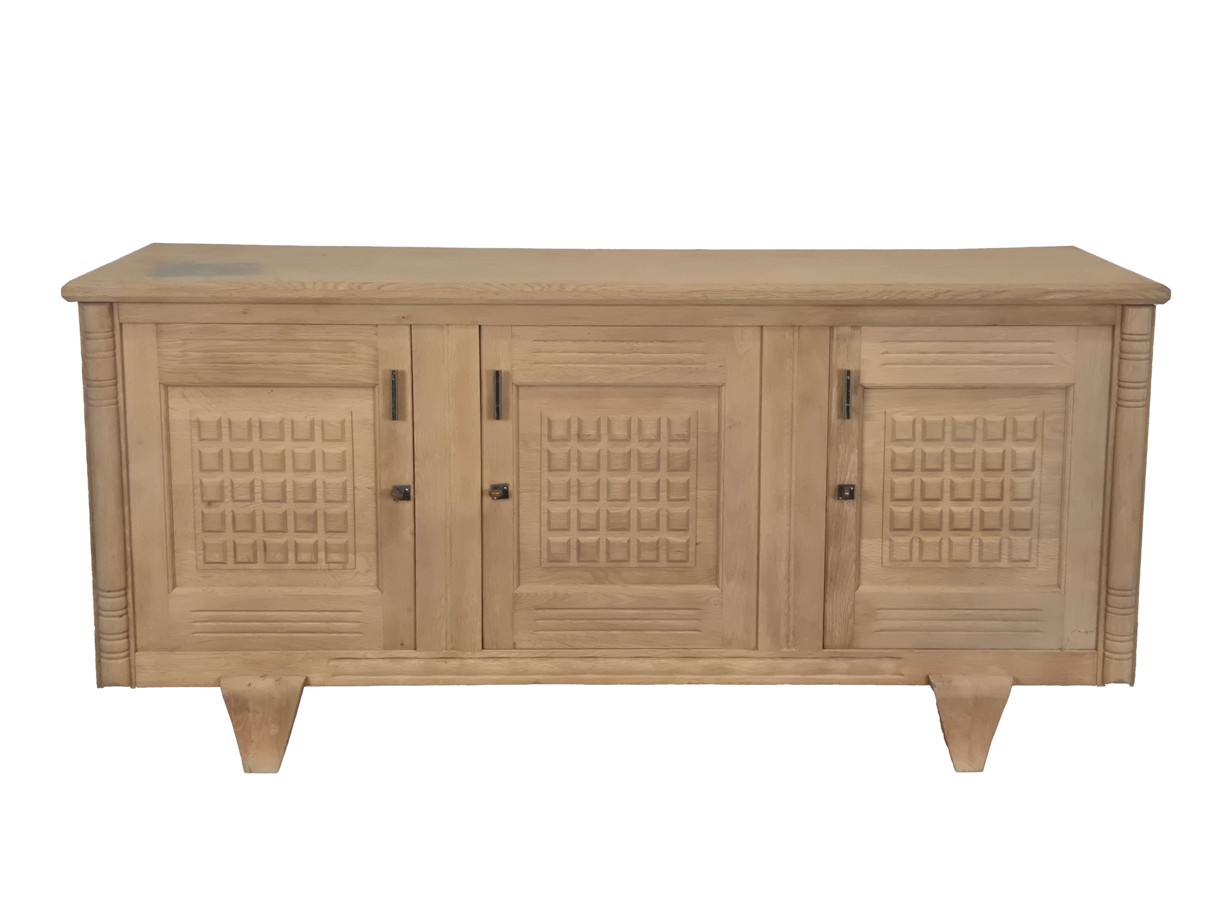 French Oak Brutalist Sideboard style of Charles Dudouyt, 1950's