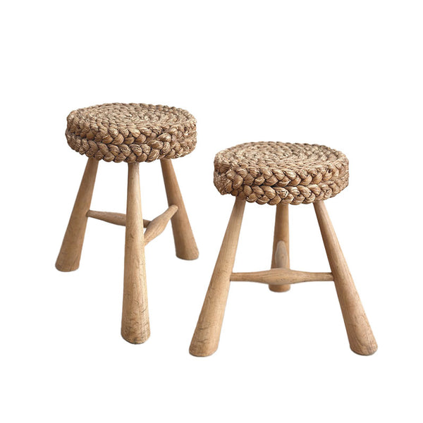 Rope and Wood Stool by Audoux & Minet, France c.1950