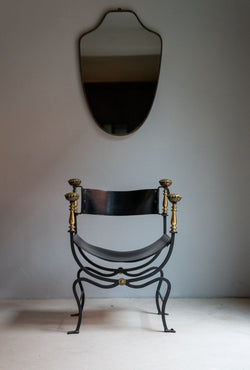 Wrought Iron & Brass Savonarola Armchair, Italian