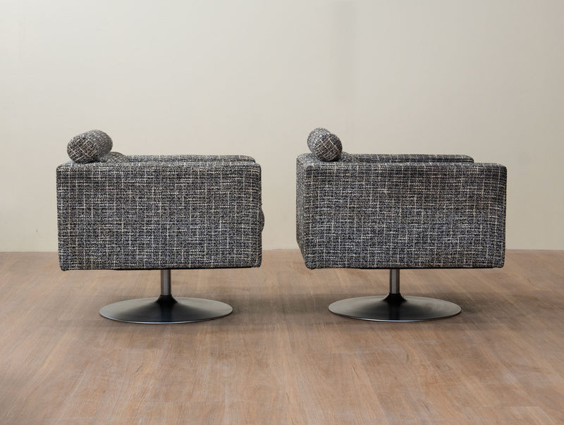 Swivel Lounge Chairs in Textured Bouclé c.1970's
