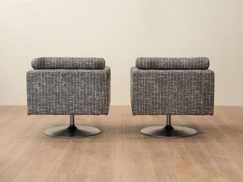 Swivel Lounge Chairs in Textured Bouclé c.1970's