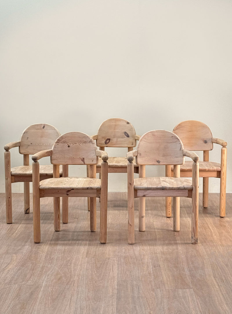Rainer Daumiller Dining Chairs with Arms in Pine, 1970's