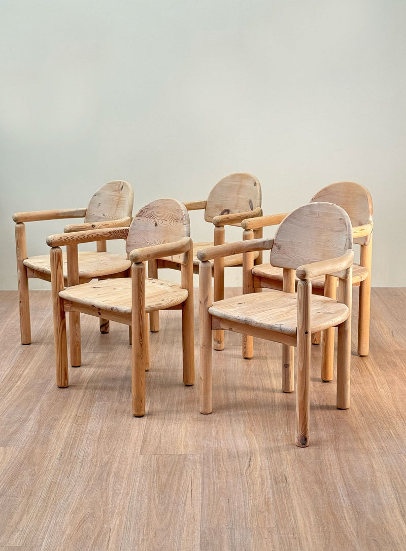 Rainer Daumiller Dining Chairs with Arms in Pine, 1970's