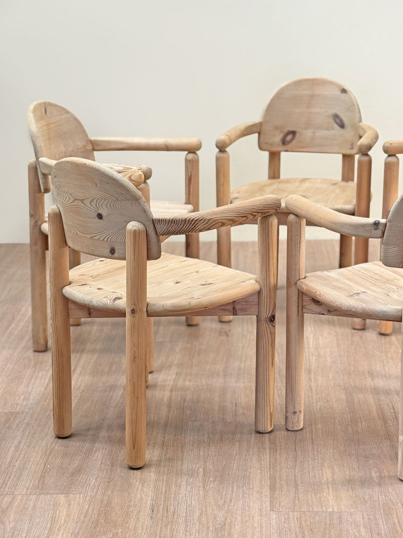 Rainer Daumiller Dining Chairs with Arms in Pine, 1970's
