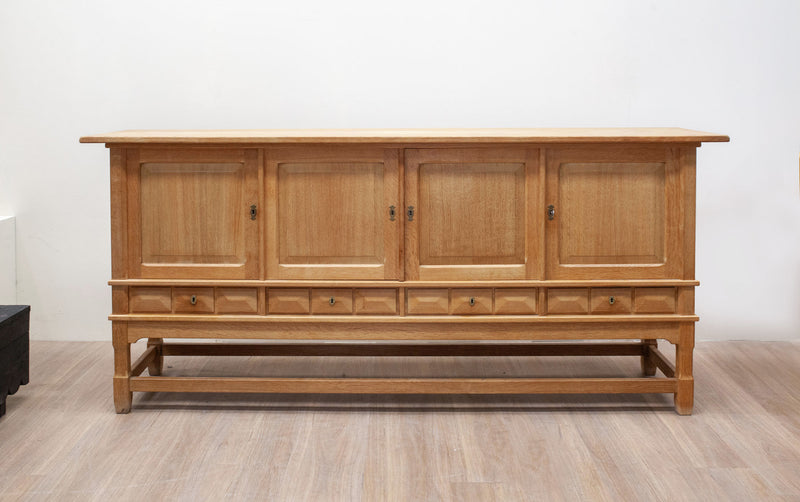 Brutalist Light Oak Sideboard, Danish 1960's