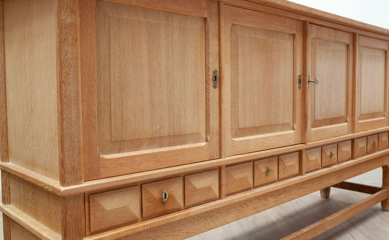 Brutalist Light Oak Sideboard, Danish 1960's