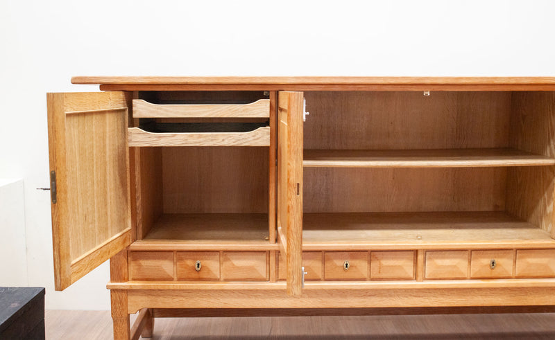 Brutalist Light Oak Sideboard, Danish 1960's