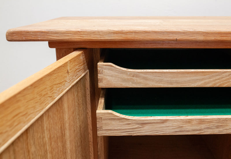 Brutalist Light Oak Sideboard, Danish 1960's