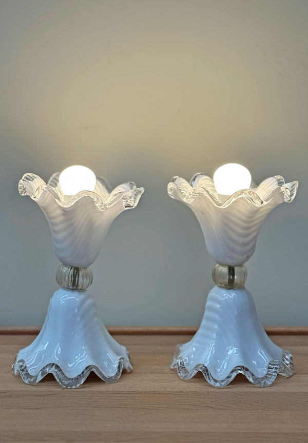Frilly Pair of Murano Lamps, Italy 1970's