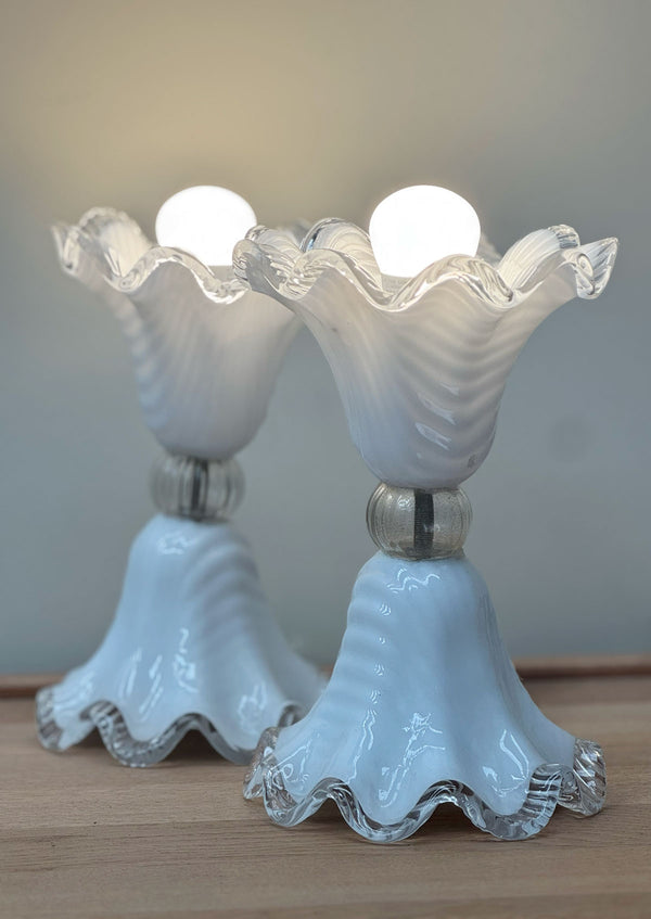 Frilly Pair of Murano Lamps, Italy 1970's