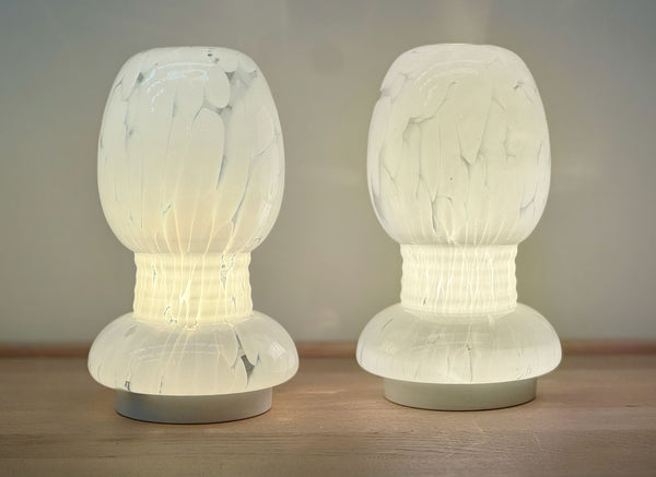 Pair of Speckled Italian Murano Glass Lamps, 1980s