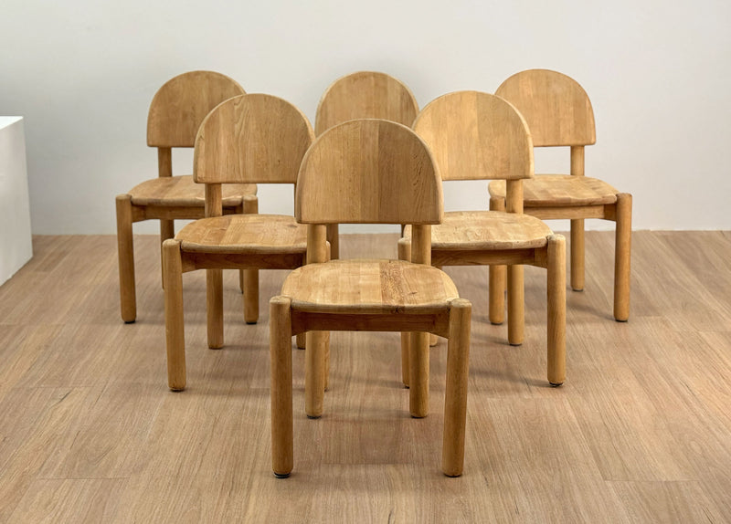 Hand Carved Pine Dining Chairs, 1980's