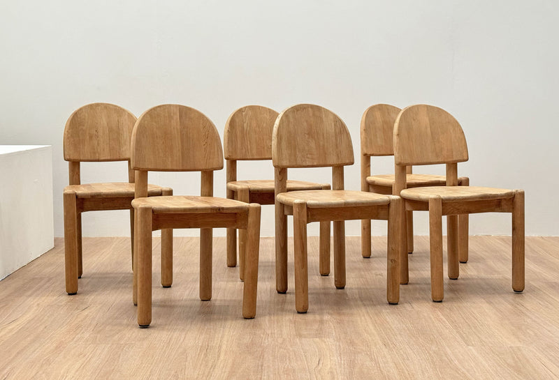 Hand Carved Pine Dining Chairs, 1980's