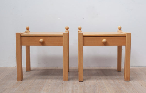 Pair of Beechwood Bedside Tables, Danish 80's