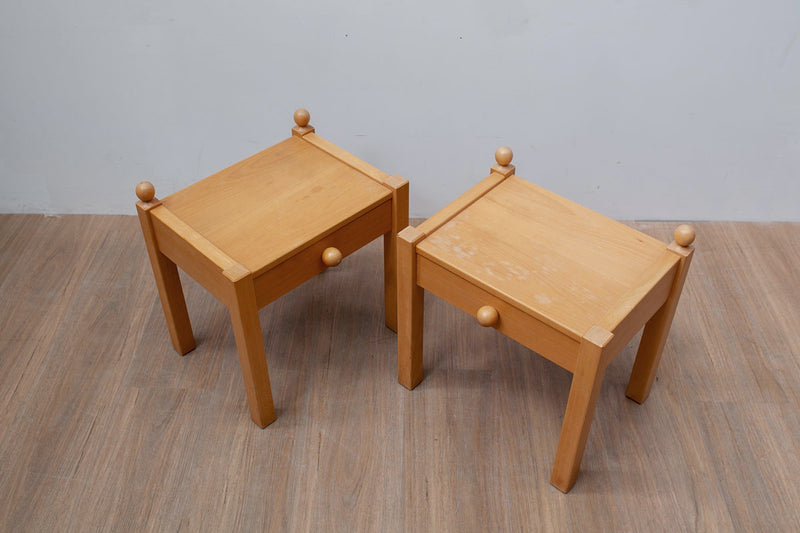 Pair of Beechwood Bedside Tables, Danish 80's