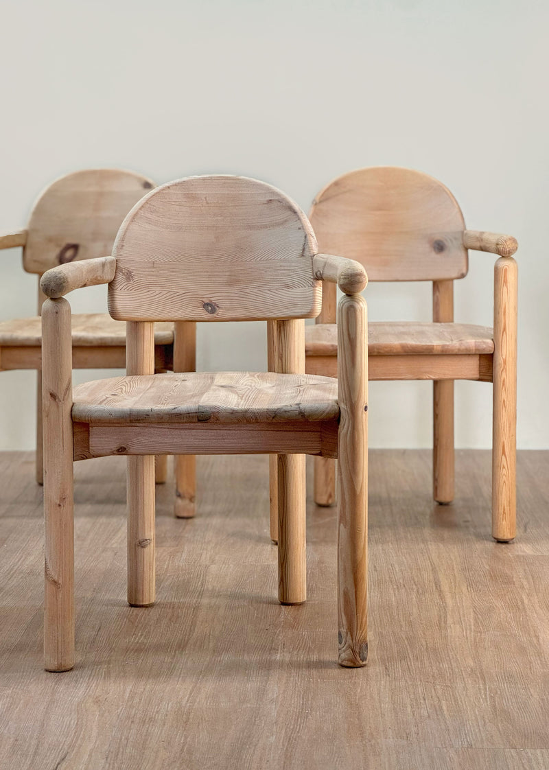 Rainer Daumiller Dining Chairs with Arms in Pine, 1970's