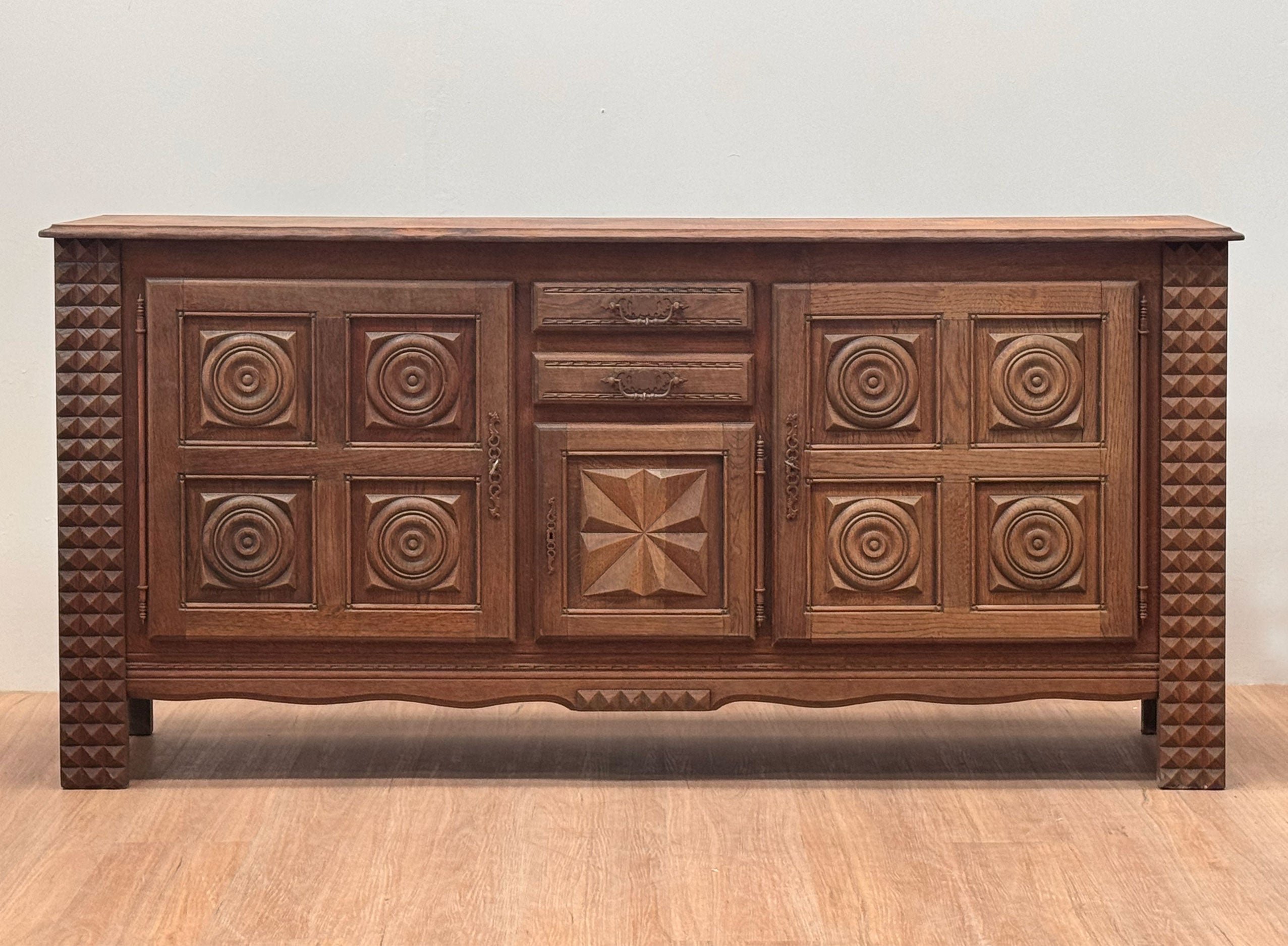 Brutalist Oak Sideboard by Charles Dudouyt, France 1940's