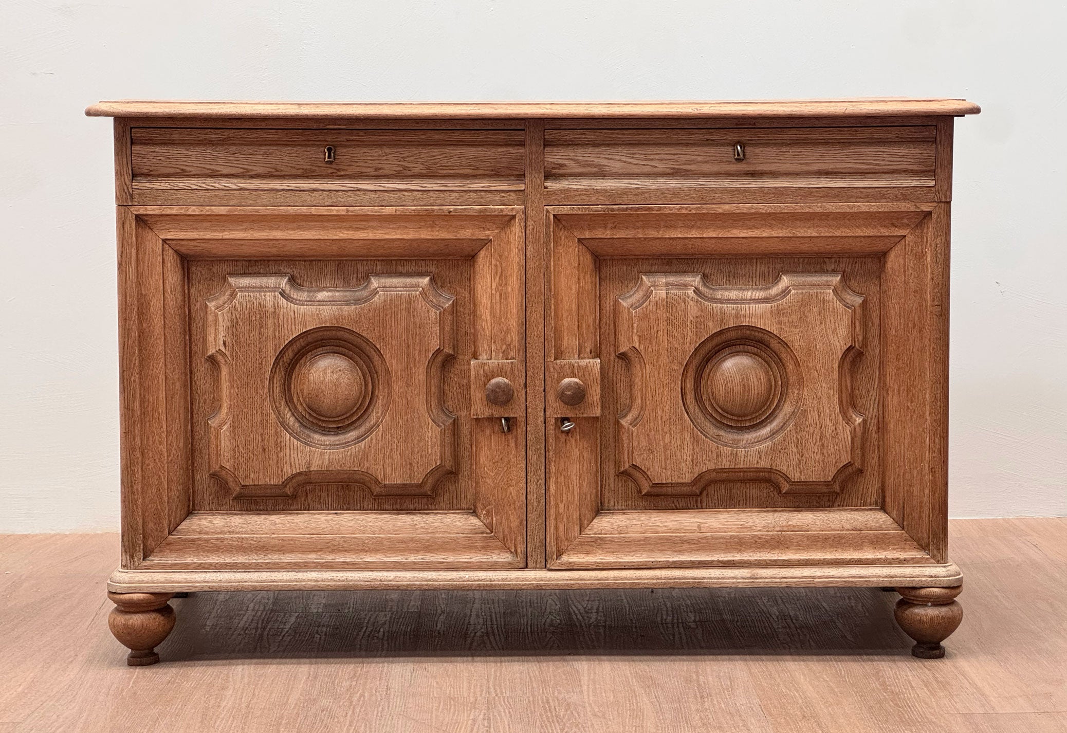 French Solid Oak Sideboard, 19th C