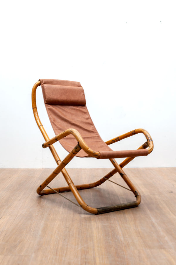 Bamboo Folding Deck Chair, Italy 1960's