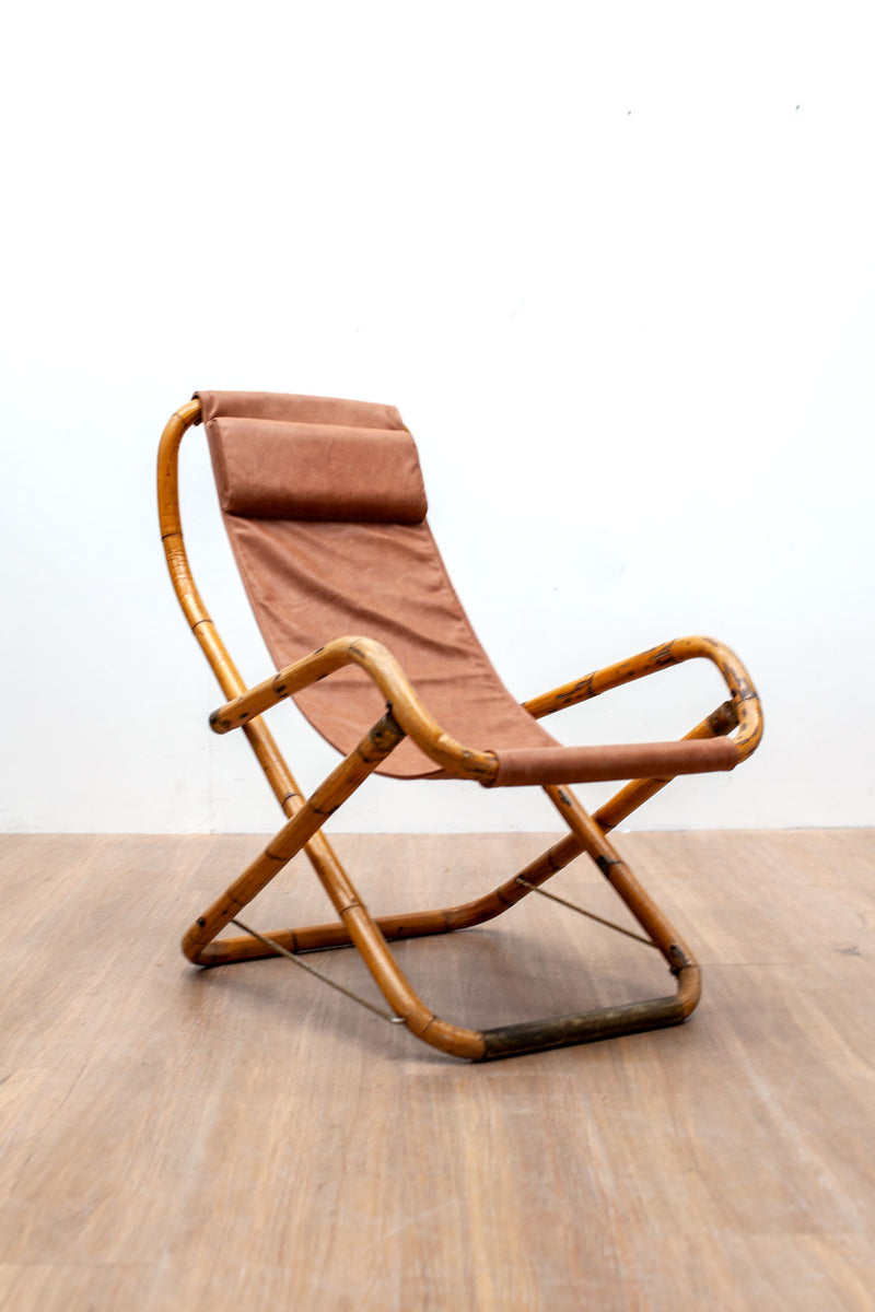 Bamboo Folding Deck Chair, Italy 1960's