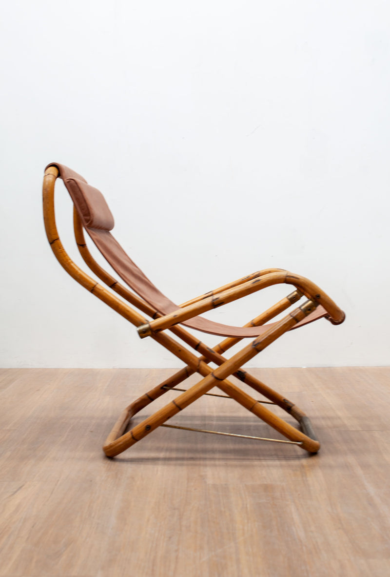 Bamboo Folding Deck Chair, Italy 1960's