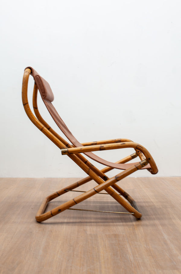 Bamboo Folding Deck Chair, Italy 1960's