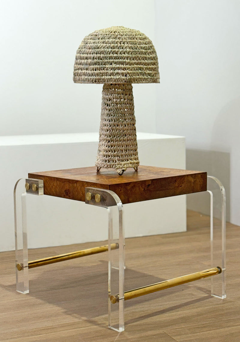 Milo Baughman Burl & Lucite Side Table, 1970's