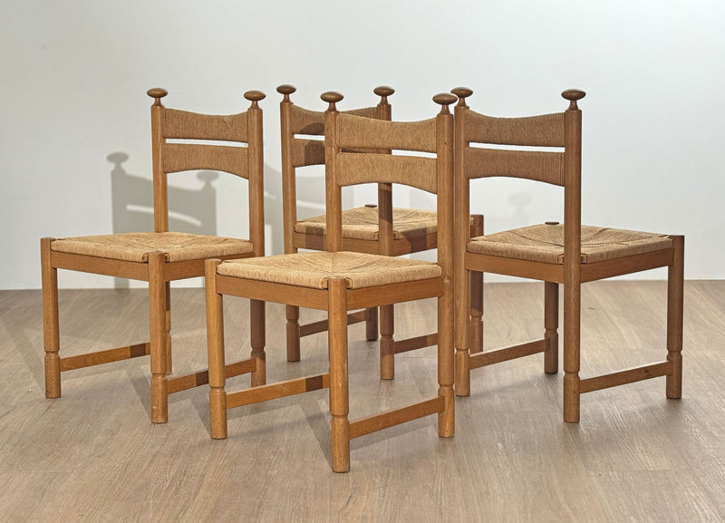 Asko Sisal Weave Chairs in Light Oak, Finland, 1960's