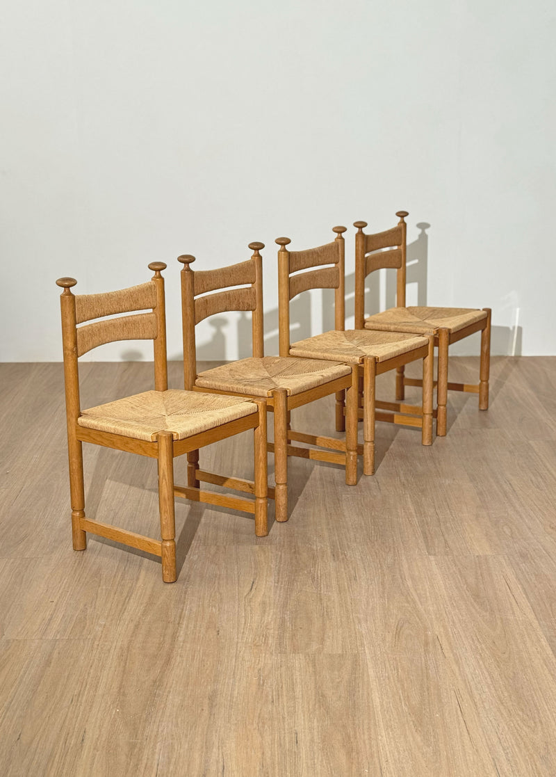 Asko Sisal Weave Chairs in Light Oak, Finland, 1960's