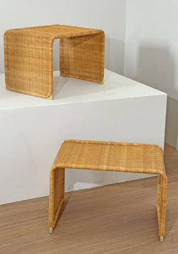 Vintage French Rattan Nightstands, 1970s,