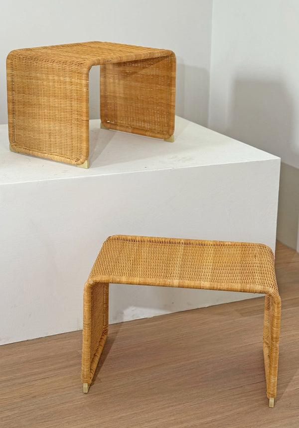 Vintage French Rattan Nightstands, 1970s,