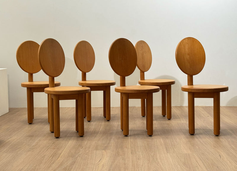 Post Modern Birch Dining Chairs, France 1980's
