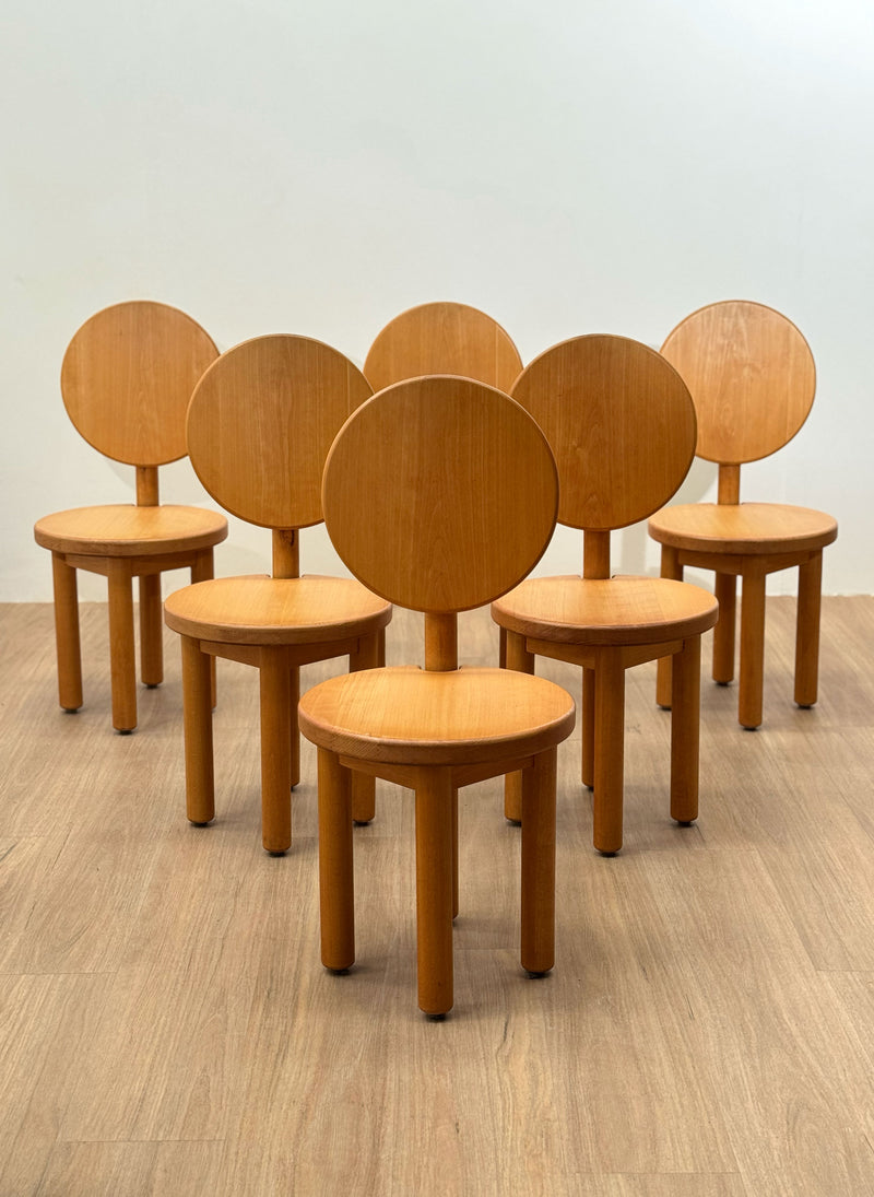 Post Modern Birch Dining Chairs, France 1980's