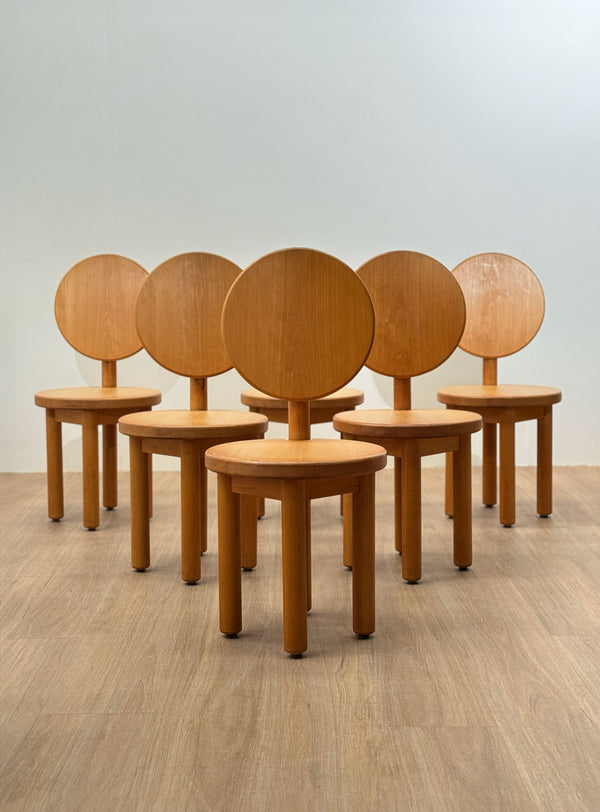 Post Modern Birch Dining Chairs, France 1980's