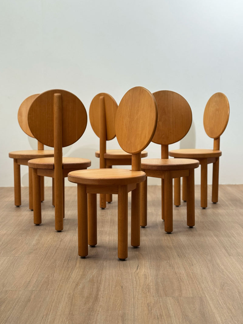 Post Modern Birch Dining Chairs, France 1980's