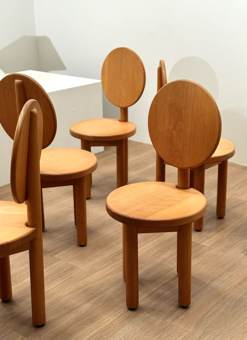 Post Modern Birch Dining Chairs, France 1980's