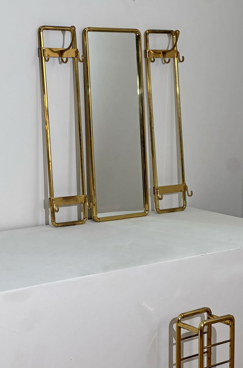 Bauhaus Style Brass Entry Set, German 1960's