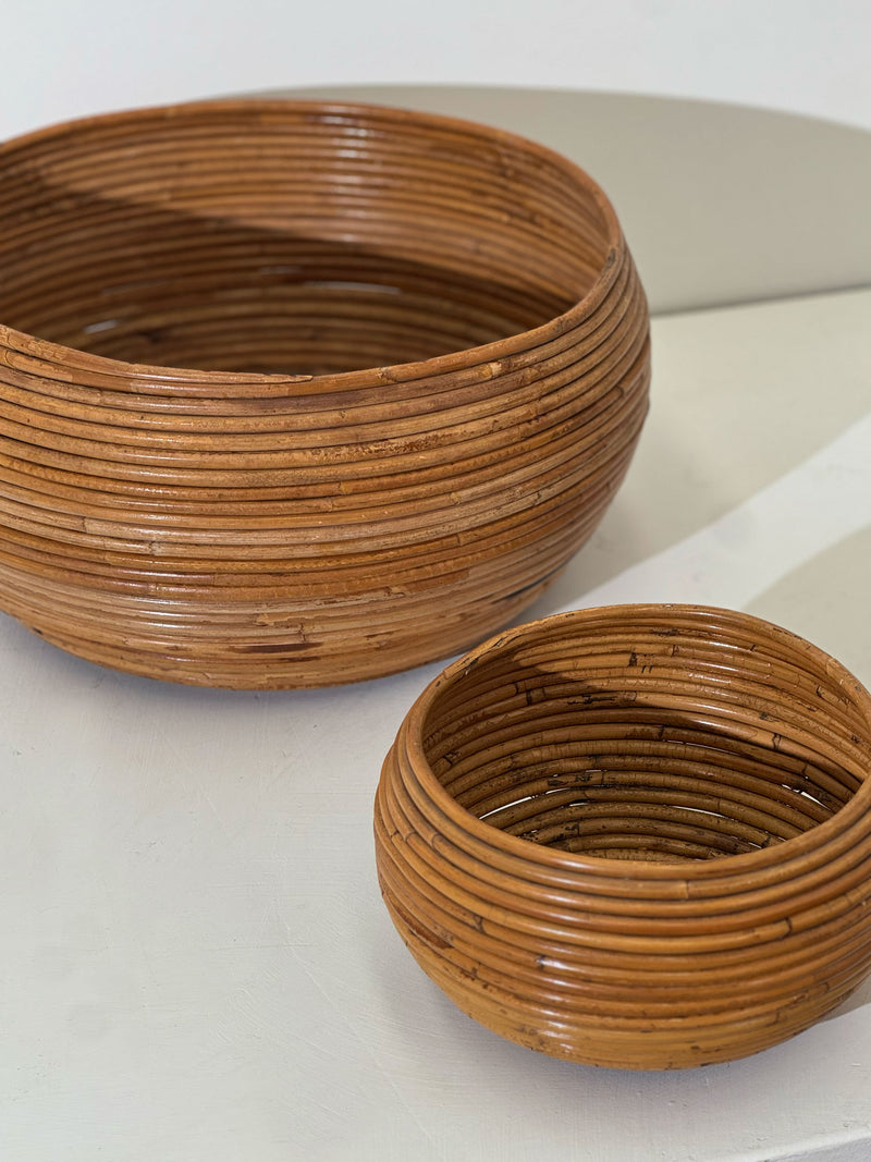 Vintage Pencil Reed Bowls/Planters, Italian 1970's
