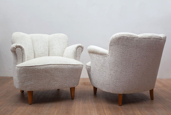 Scalloped Cocktail Lounge Chairs, Danish 40's