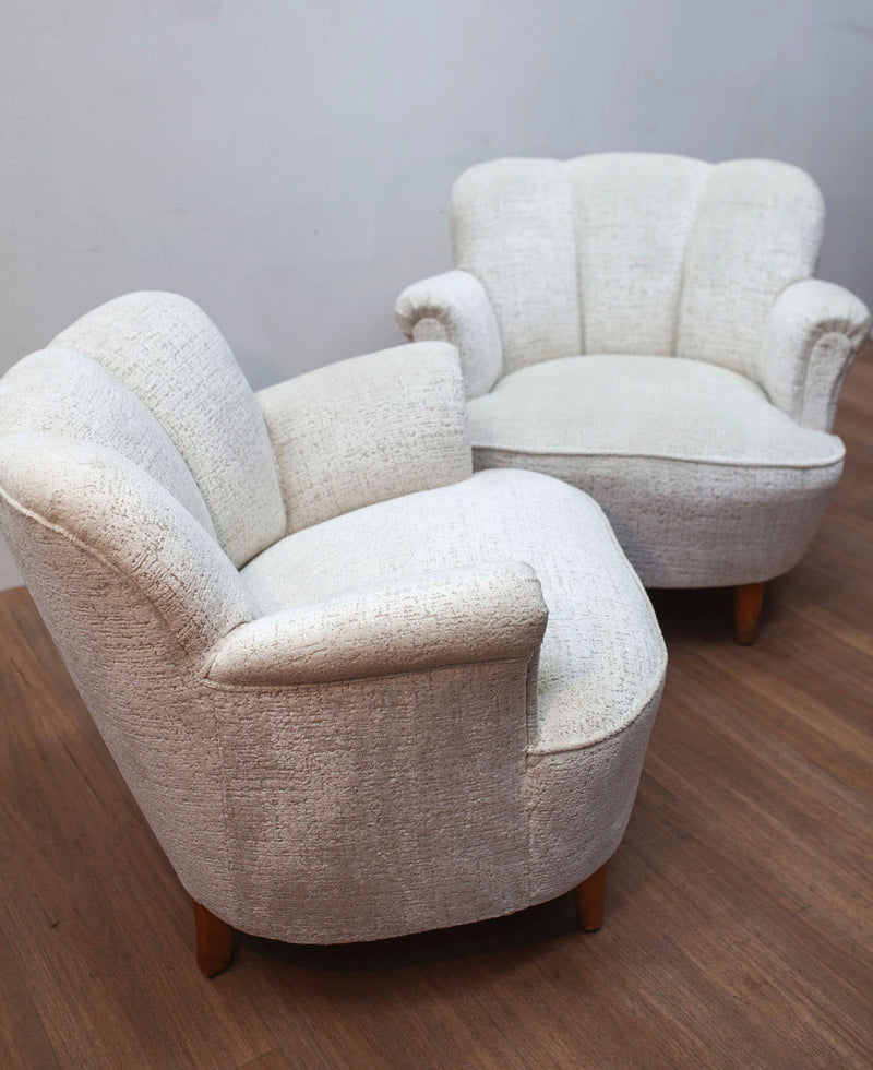Scalloped Cocktail Lounge Chairs, Danish 40's