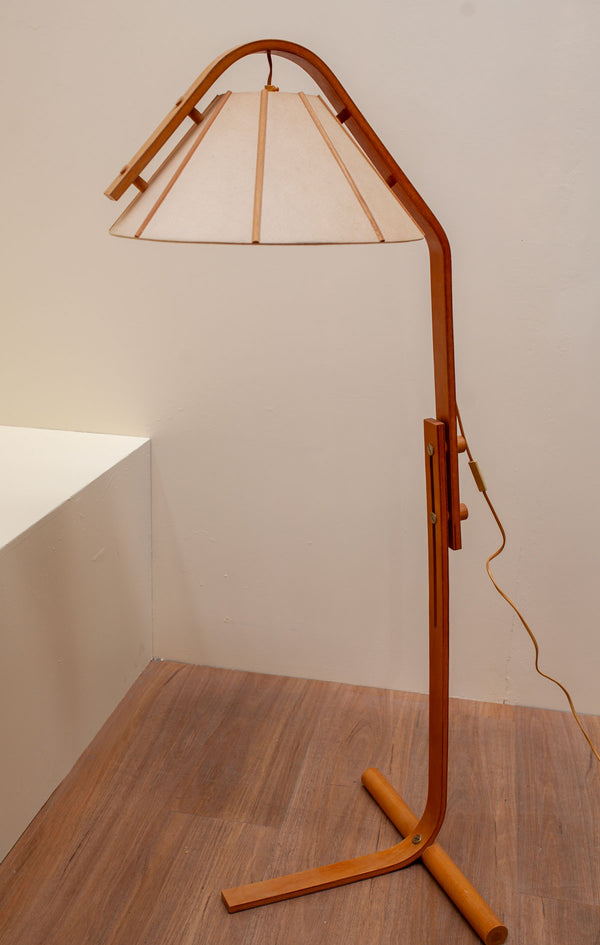 Aneta Floor Lamp by Jan Wickelgren Beech Wood, Sweden 1970s
