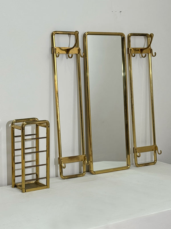 Bauhaus Style Brass Entry Set, German 1960's