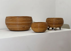 Vintage Pencil Reed Bowls/Planters, Italian 1970's