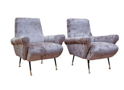 Vintage Italian Armchairs in Cub Fabric, 1950's