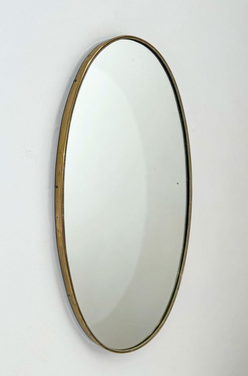 Brass Beaded Oval Mirror, Italian c1950's