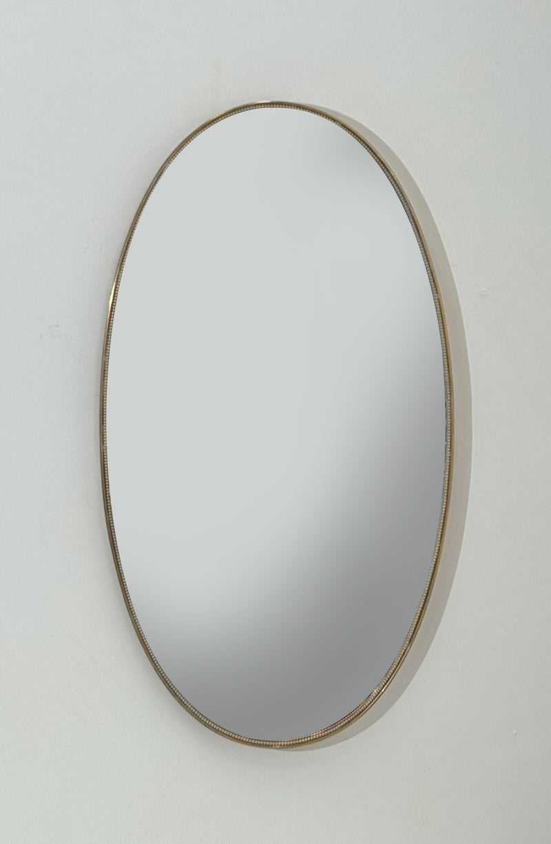 Brass Beaded Oval Mirror, Italian c1950's