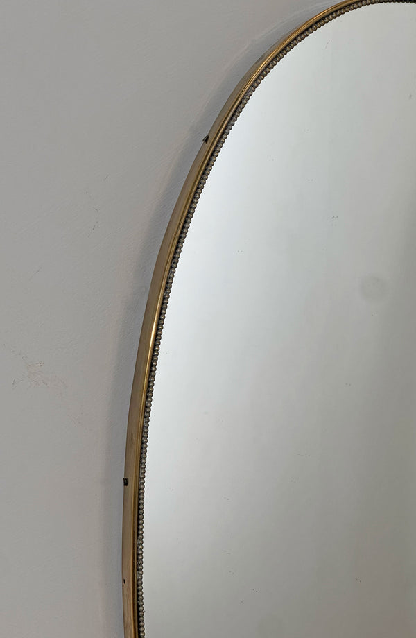 Brass Beaded Oval Mirror, Italian c1950's