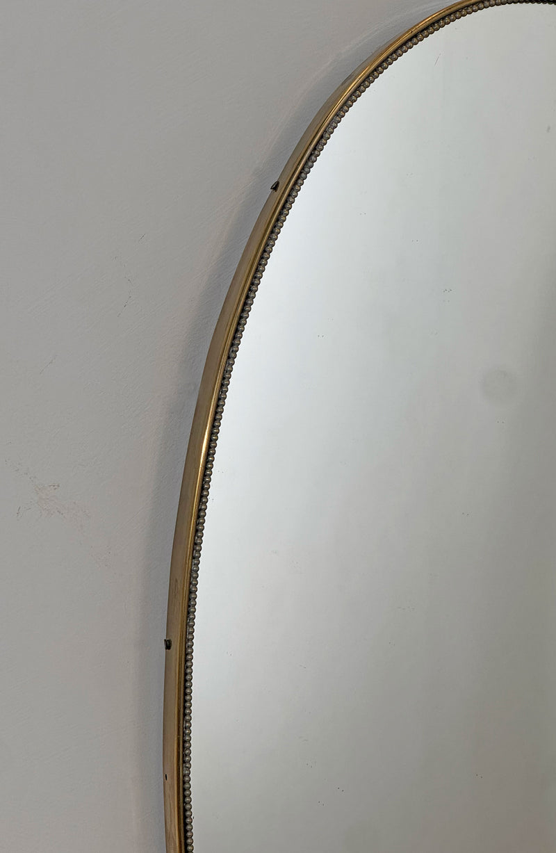 Brass Beaded Oval Mirror, Italian c1950's